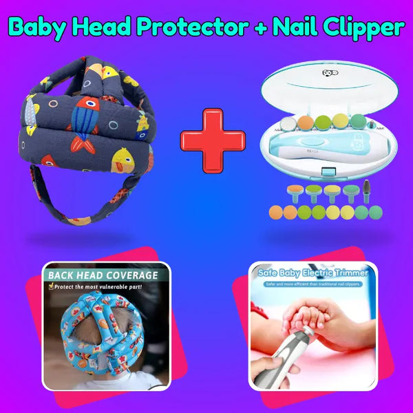 Baby Head Protector + Baby Nail Clipper | 2 in 1 Bundle
